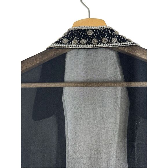 Mark & John By Gopal Black Sheer Beaded Embroidered Dress Jacket Size Medium - Picture 2 of 12